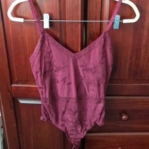 Burgundy lace bodysuit